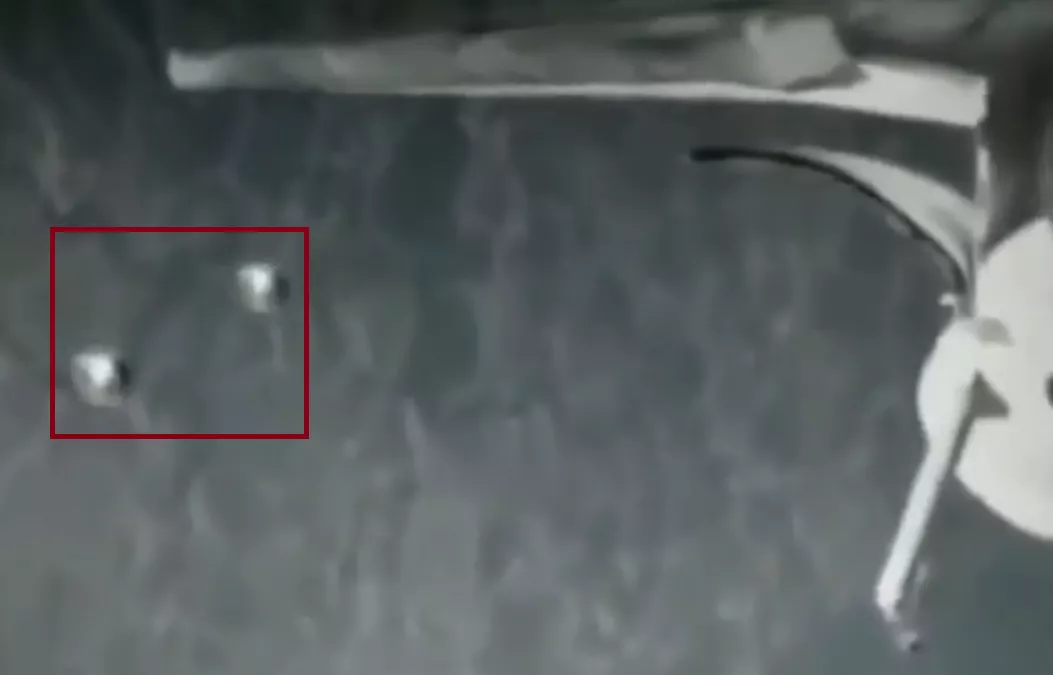 Two flying saucers filmed during a space mission