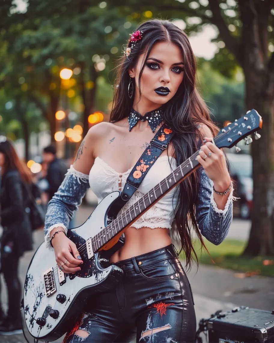 Woman playing guitar